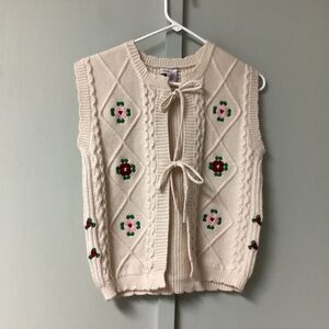 Sincerely Jules Cream Floral Cardigan Vest